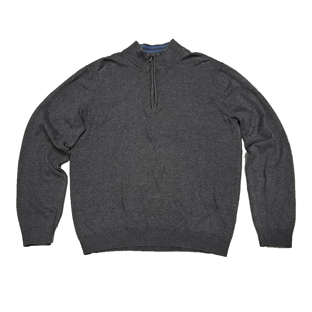J.Mclaughlin Henry Cotton blend 1/4 Zip Sweater dark gray Medium A005761